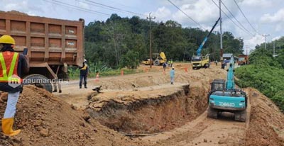  Jalan Lintas Sumbar-Riau yang Amblas di Kampar Sudah Bisa Dilalui